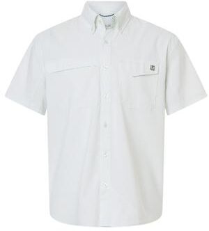 HUK H1500220 Men's Tidepoint Printed Short Sleeve Shirt in Pale Algae size 2XL   Polyester