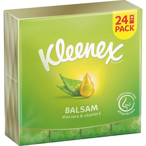 Kleenex Taschentücher Balsam mit Aloe Vera&Vitamin E, Päckchen, Zellstoff, 4-lagig, Ringelblumenbalsam, je 9 Tücher, 24 Stück