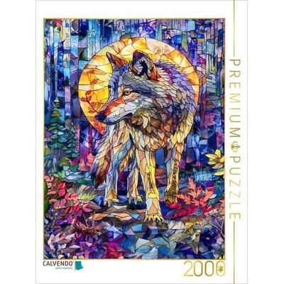 CALVENDO Puzzle Ein einsamer Wolf durchstreift im sanften Licht des Mondes den dunklen Wald | 2000 Teile Lege-Größe 90x67cm Foto-Puzzle für glückliche