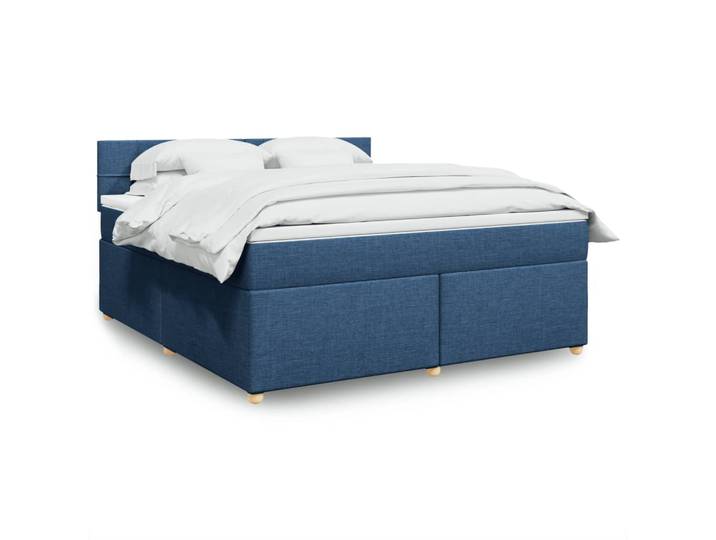 vidaXL Boxspringbett mit Matratze Blau 180x200 cm Stoff