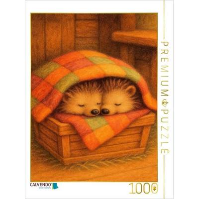 CALVENDO Puzzle Zwei Igel kuscheln unter einer Decke | 1000 Teile Lege-Größe 64x48cm Foto-Puzzle für glückliche Stunden