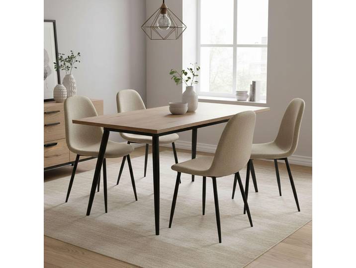 Zambrone - Ensemble de Chaises\, Beige\, 4 Chaises