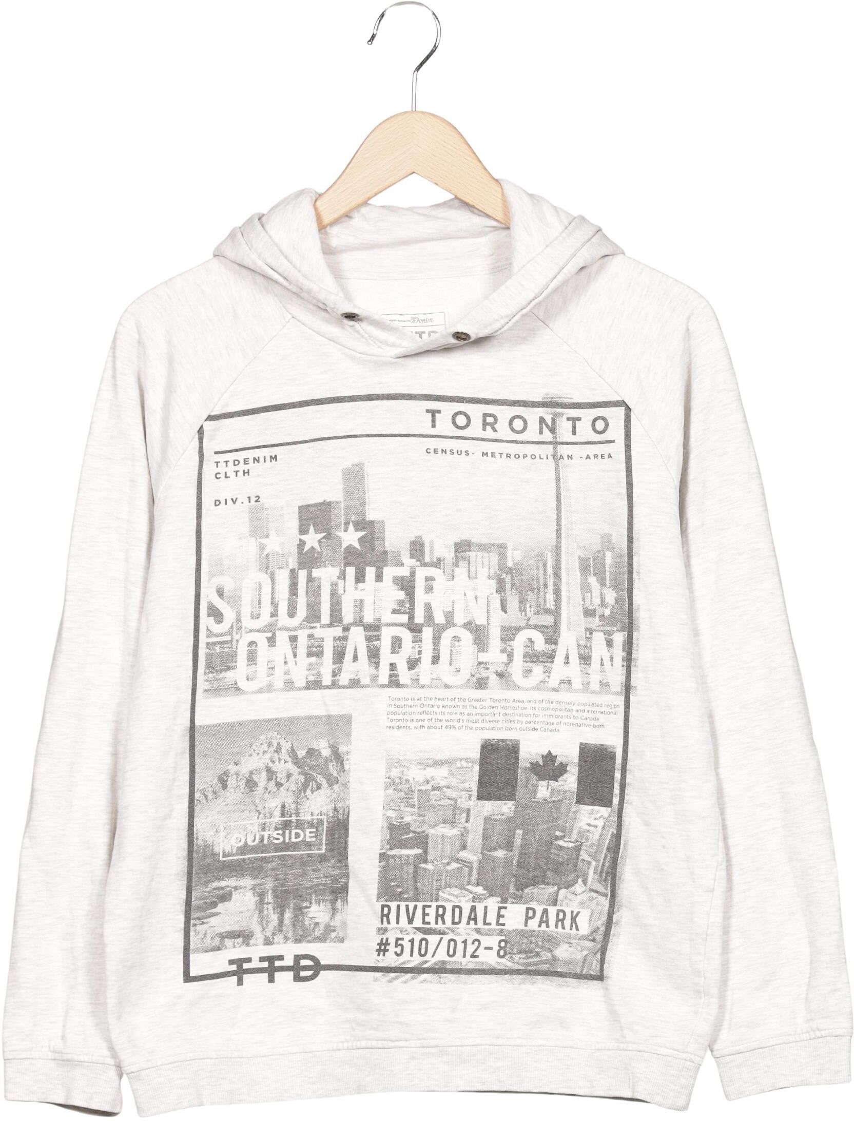 TOM Tailor Denim Herren Kapuzenpullover, Grau, Gr. M, Baumwolle / Viskose - Second Hand