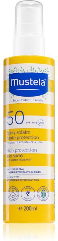 Mustela Family High Protection Sun Spray schützende Bräunungsmilch im Spray mit SPF 50+ 200 ml