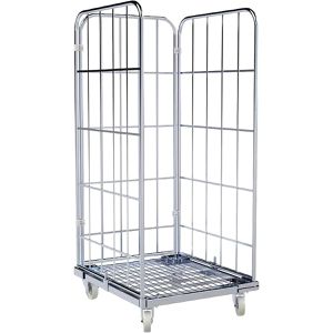 HMH Rollbehälter Nutzhöhe 1470mm, verzinkt, Stahlbodenplatte 710 x 800mm, 3-seitig
