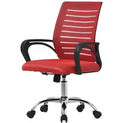 ML-Design Bürostuhl ergonomisch, Rot, höhenverstellbar, mit Armlehnen, Netzrücken, 360° Drehstuhl