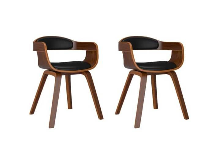 NLQMSU Essstühle, 2 Stück, Schwarz, gebogenes Holz und Kunstleder Schaumstoffpolsterung, weiches und leicht zu reinigendes Kunstleder, ästhetisches und ergonomisches Design