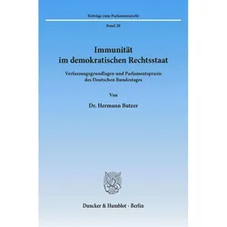 Immunität im demokratischen Rechtsstaat., Fachbücher von Hermann Butzer