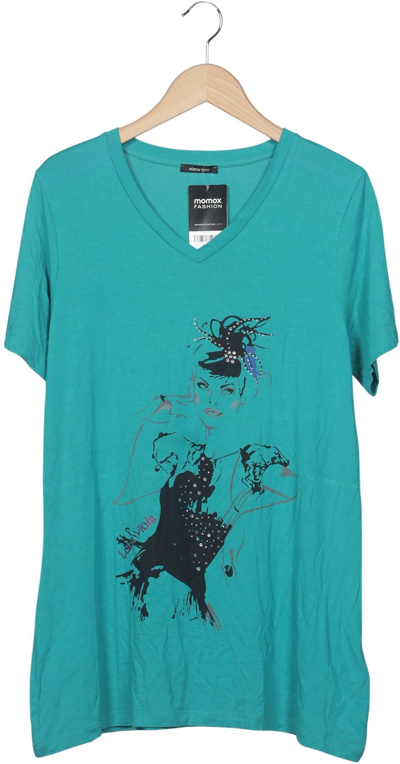 Elena Miro Damen T-Shirt, Türkis, Gr. EU 44, Viskose / Elasthan - Second Hand