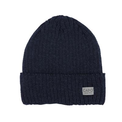 Strickmütze CAPO, Herren, Gr. S/M, blau (navy), Rippstrick, Wolle, unifarben, Mützen Strickmütze, mit Merinowolle, atmungsaktiver Tragekomfort, gefüttert