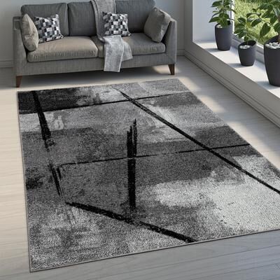 Paco Home Grey Black Area Rug Modern Design with Abstract Paint Effect