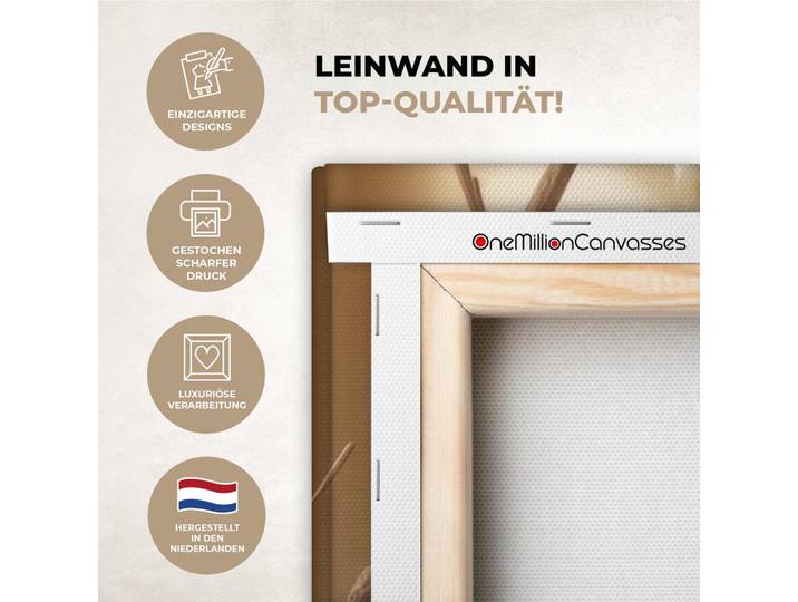 MuchoWow Leinwandbild - Beige - Osterkuchen - Eier - 80x120 - Wanddeko, Textil, Kiefer, Abstrakt, Rechteckig, 80x120 cm, gerahmt, Bilder & Rahmen, Bilder, Wandbilder