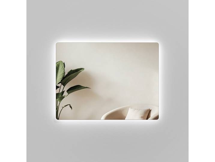 BADSPIEGEL LED abgerundet Kaltweiß 80/60 cm