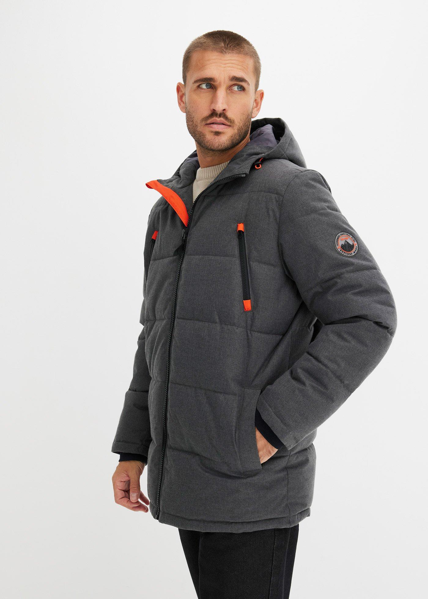 bonprix Wasserabweisende Funktionsjacke, grau, Gr.54, moderne Winterjacke mit Kapuze und folgenden Funktionen: wasserdicht, winddicht, atmungsaktiv und gefüttert