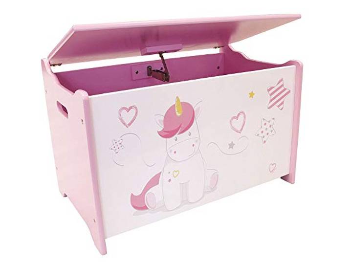 Fun House 713050 Eenhoorn speelgoedkist voor kinderen, vanaf 3 jaar, wit, roze