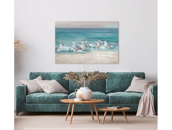 Leinwandbild Möwen am Strand Mischgewebe Multicolor 60 x 90 x 3cm
