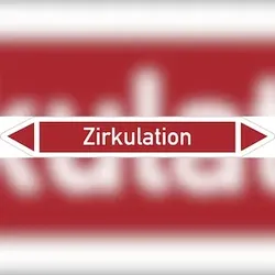 Rohrleitungskennzeichnung, Zirkulation, Einzeletikett - DIN 2404 - 187x26 mm Folie selbstklebend