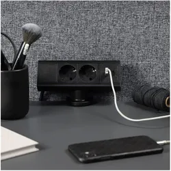 Kondator, Steckdosenleiste, Desk - 2 Power 1 USB-A & USB-C charger, Black (2x, USB-A, USB-C, 1.50 m)