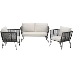 tectake Garten-Loungeset Sundo im Rope-Design mit Polyrattan  Anthrazit