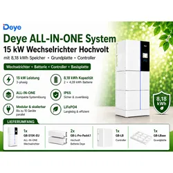 Deye  ALL-IN-ONE  System  15kW  Wechselrichter  Hochvolt  mit  8,18  kWh  Speicher  Grundplatte  Controller