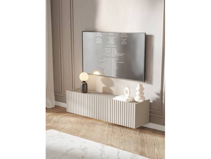 Hänge-Lowboard Fiorra Front: MDF Mitteldichte Holzfaserplatte , beschichtet Korpus: Spanplatte, beschichtet Beige 144 x 37 x 38cm