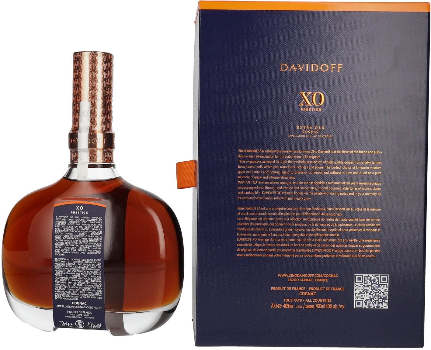 Davidoff Cognac Davidoff XO Prestige Extra Old Cognac 40% Vol. 0,7l in Geschenkbox