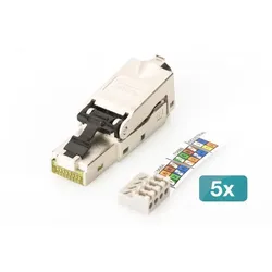 Digitus CAT 6A Feldanschlussstecker, STP Staubkappe, TIA 568-A,B,Profinet, 5 Stk.