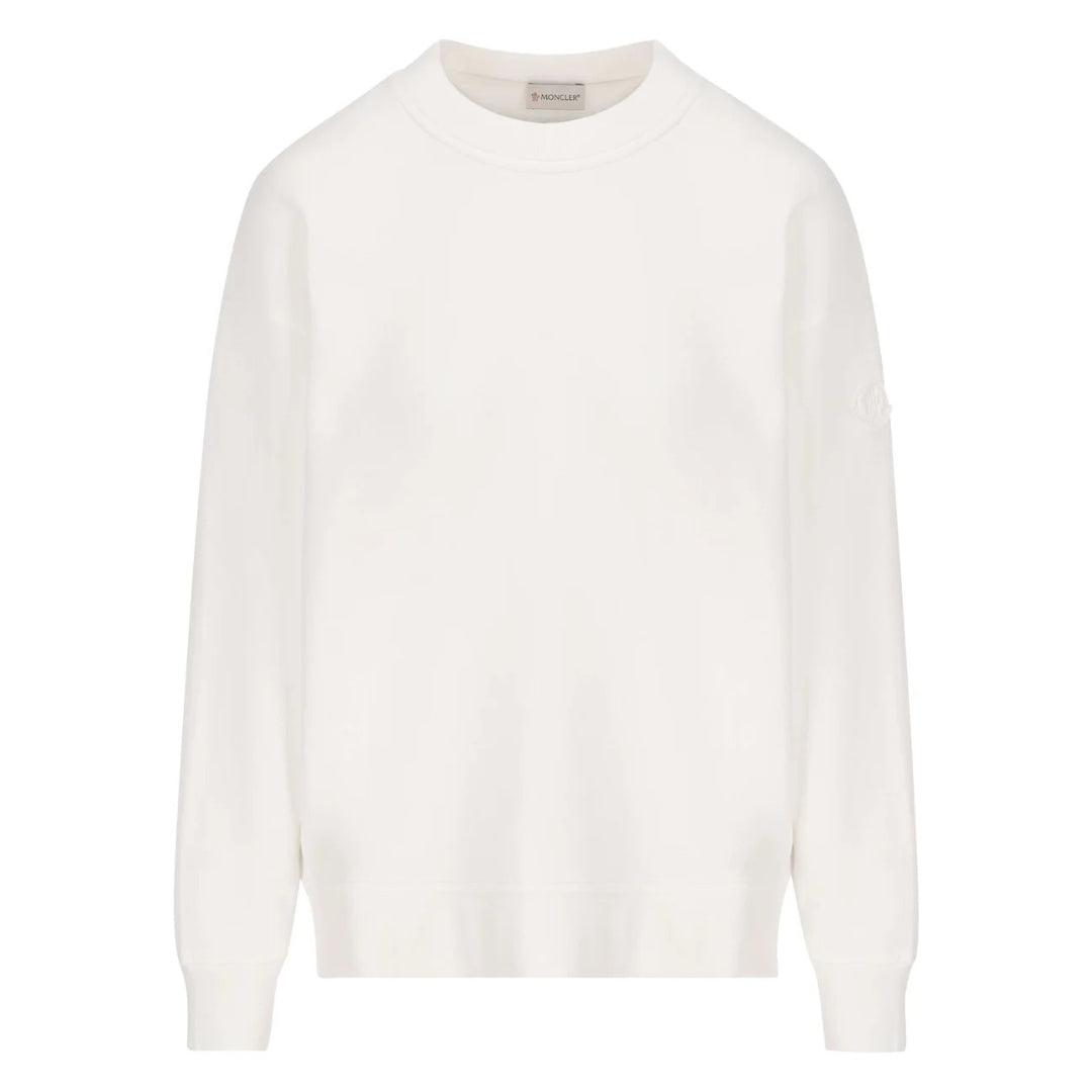 Weißes Sweatshirt mit Moncler-Logo auf der Rückseite