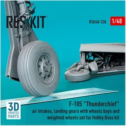 ResKit F-105 Thunderchief air intakes, landing gears with wheels bays and weighted wheels set for Hobby Bos