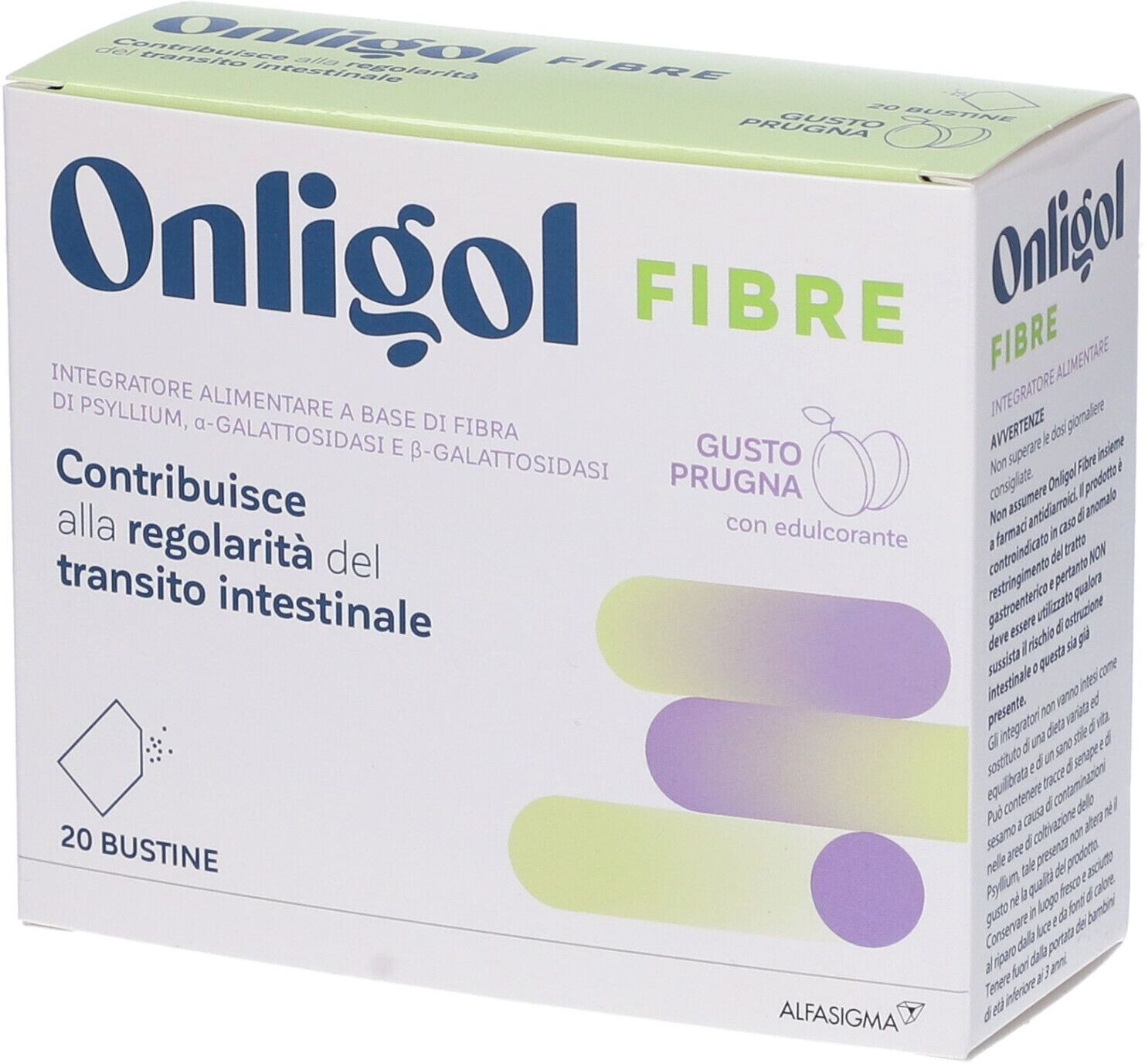 ALFASIGMA SpA Onligol Fibre, 20 Bustine, Gusto Prugna