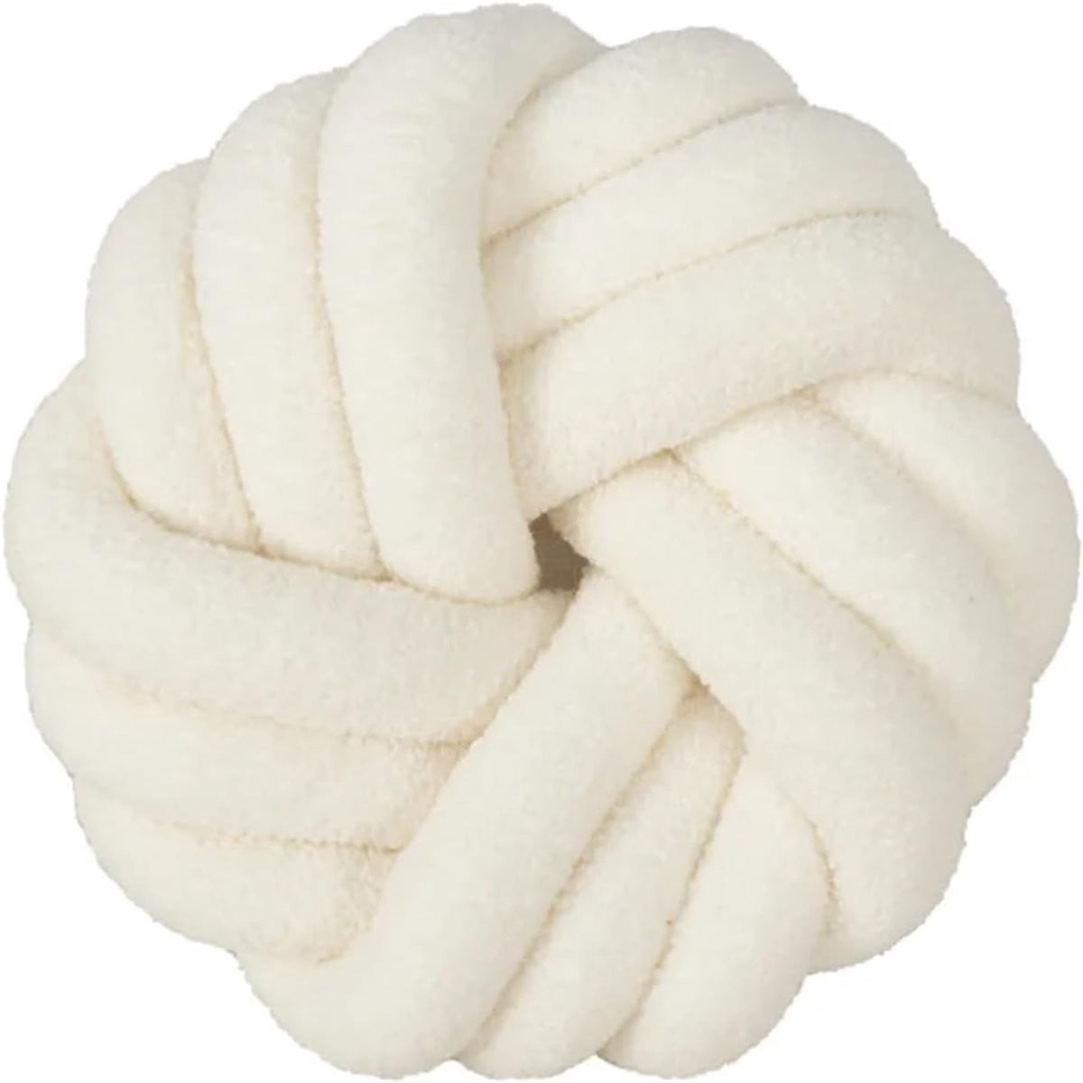 Handgemaakte Pluche Kussenbal in Wit - 35 x 35 cm