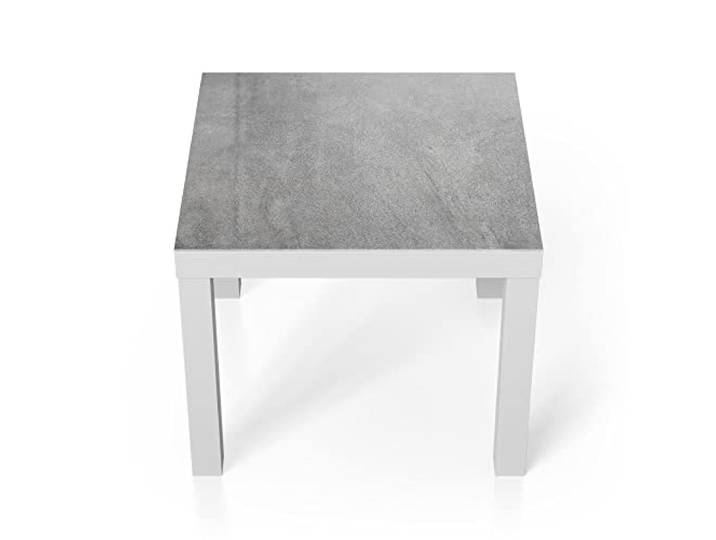 DEQORI Glastisch weiß klein 55x55 cm Motiv Verputzte Steinmauer ausgefallener Beistelltisch aus Glas Hochglanz Couchtisch fürs Wohnzimmer moderner Couch Tisch mit Design