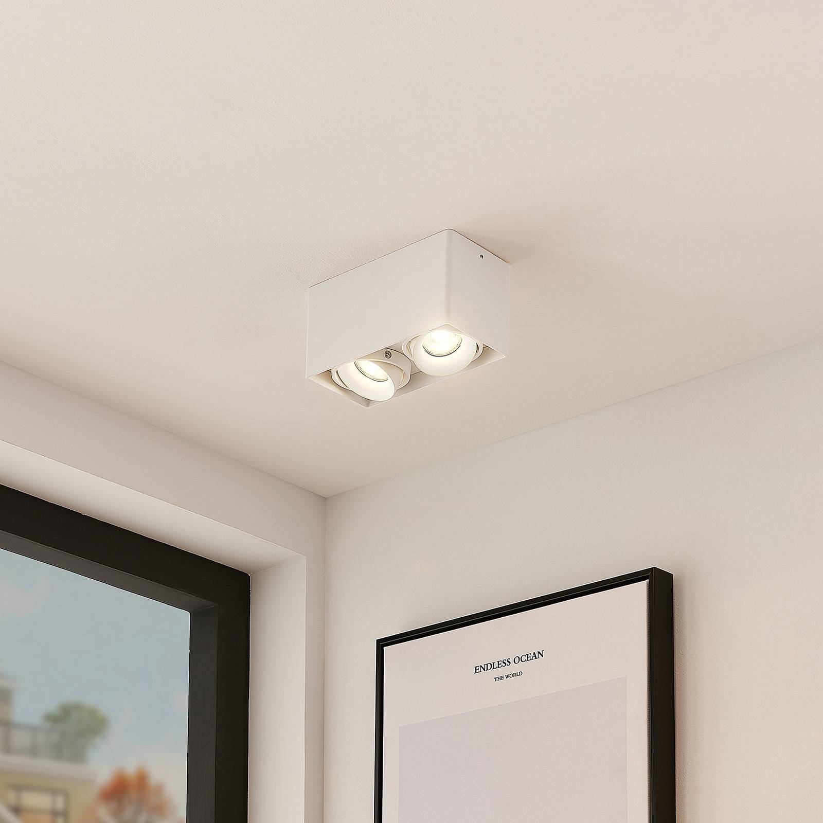 Ceiling Spotlight Kubika Arcchio, dimmable, White / opal, Hallway, Aluminium, Modern, Ceiling Light