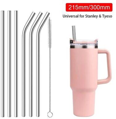 Inspire Select Reusable Stainless Steel Straws .24 .31in   Straight & Bent Replacement Straws For Stanley 30oz 40oz, Tyeso Cup Tumblers .31 X 11.81 In Bent
