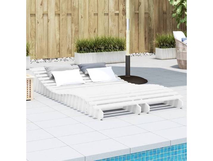 Lot de 2 Chaises Longues Bain de Soleil Transat de Terrasse Siège de Jardin Patio Balcon Extérieur Blanc Bois 832575