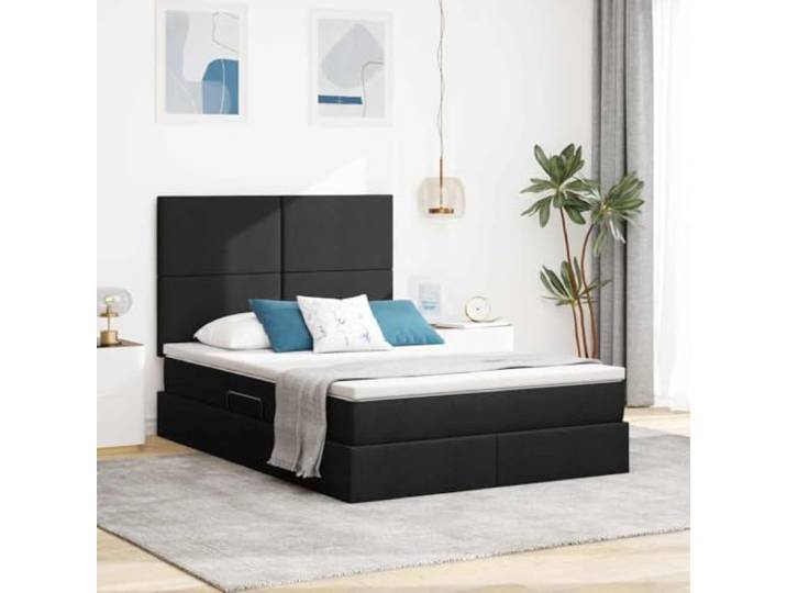 Stauraumbett mit LED Beleuchtung Metall Polyester moderne Schlafzimmer 140 Bett mit Stauraum und LED Schwarz 140x190 cm Polyester Metall Matratze Inklusive mit Kopfteil und RGB Licht