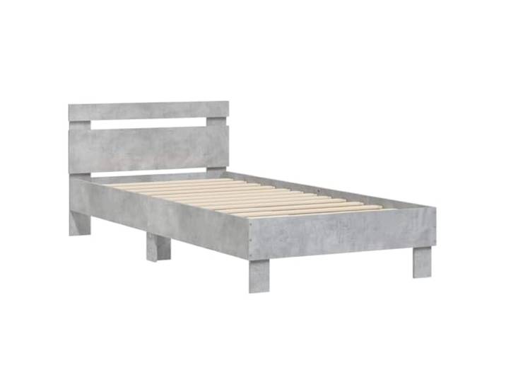 KTHLBRH Bettgestell, Grau, Beton, aus technischem Holz Modernes Bettgestell, Kopfteil inklusive, minimalistisches Design, einfache Reinigung, Verwendung im Innenbereich
