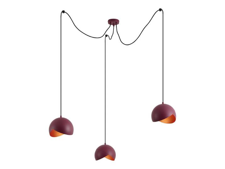 Design-Pendelleuchte Rot mit Opalglas 3-flammig - Tulip