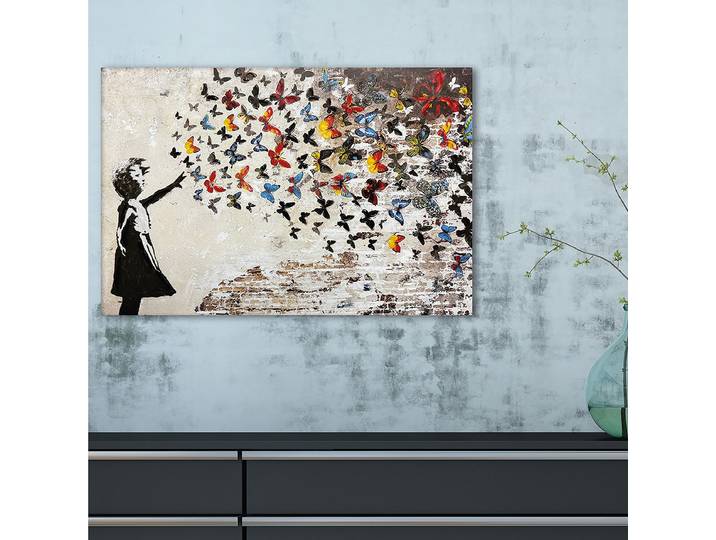 Leinwandbild Butterfly Girl Mischgewebe Multicolor 30 x 45cm