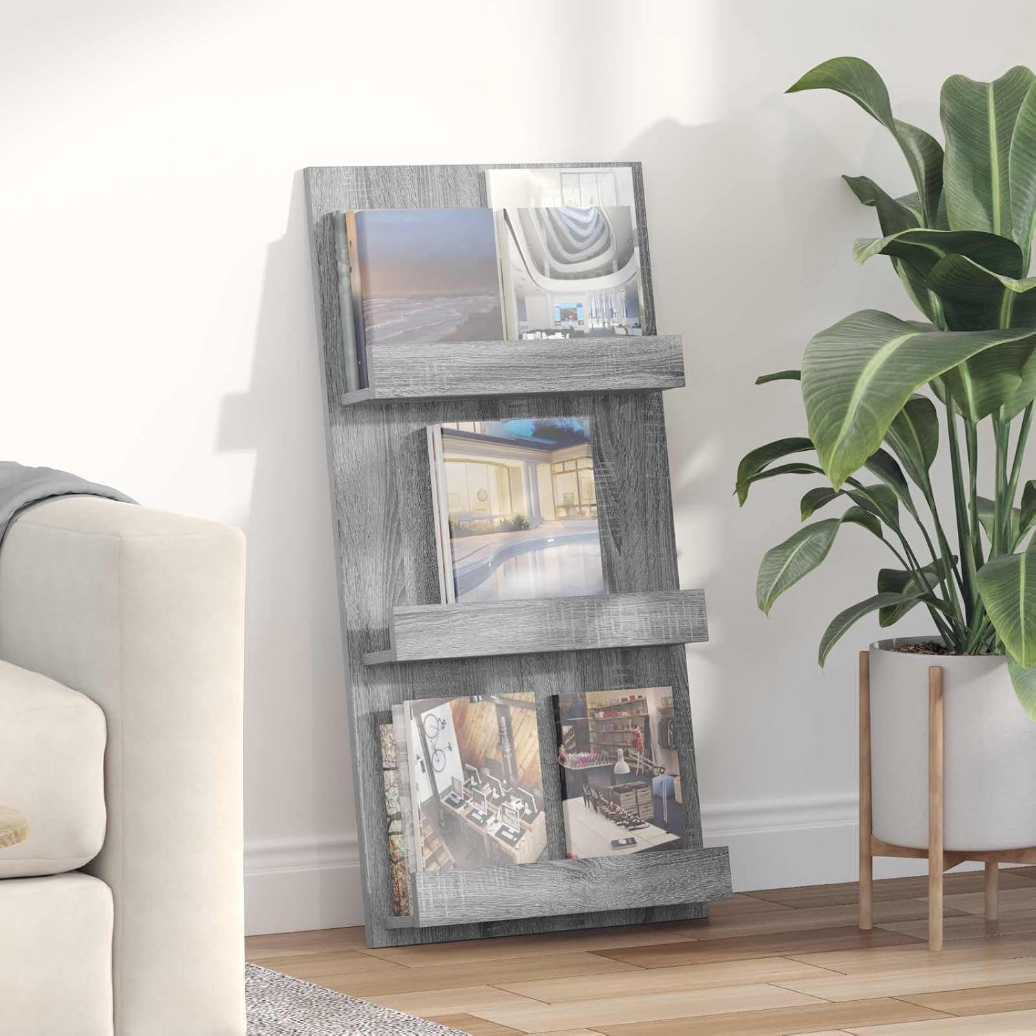 Vrijstaande ladder krantenstandaard voor kantoor en woonkamer