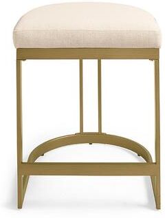 "Candice Backless Bar & Counter Stool - Counter Height (24"" Seat), Fabric, Antiquebrass/Crypton Chenille Snow/Counter Height - Grandin Road"