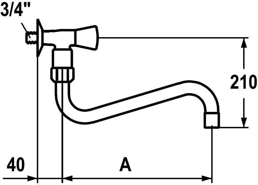 KWC Gastro Eingriff-Spültischbatterie Wandmodell für die Profiküche, Ausladung 45 cm