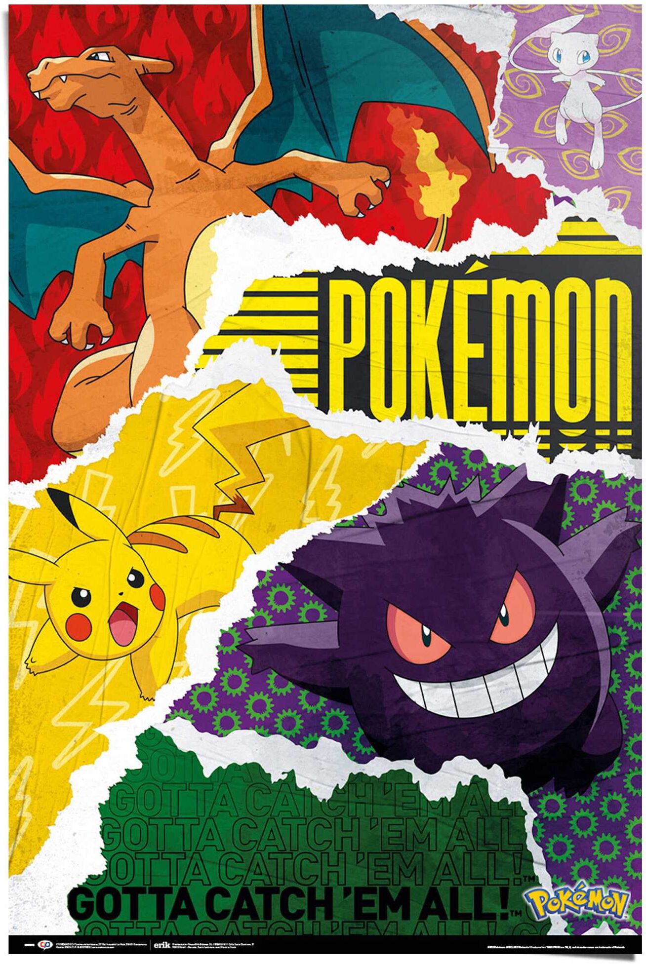 Reinders! Poster REINDERS "Pokemon - gotta catch 'em all", bunt (farbe bild(er): bunt), B:61cm H:91,5cm T:0,1cm, Papier, Bilder, Poster farbe bild(er): bunt B/H/T: 61cm x 91,5cm x 0,1cm