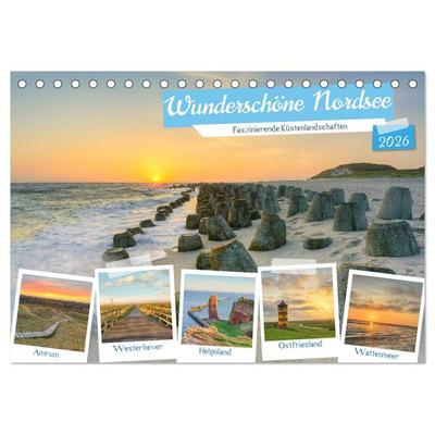 Wunderschöne Nordsee - Faszinierende Küstenlandschaften (Tischkalender 2026 DIN A5 quer), CALVENDO Monatskalender