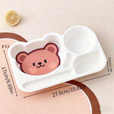 The Handy Homestead Large Capacity Cartoon Divided Salad Plate For Kids & Students white