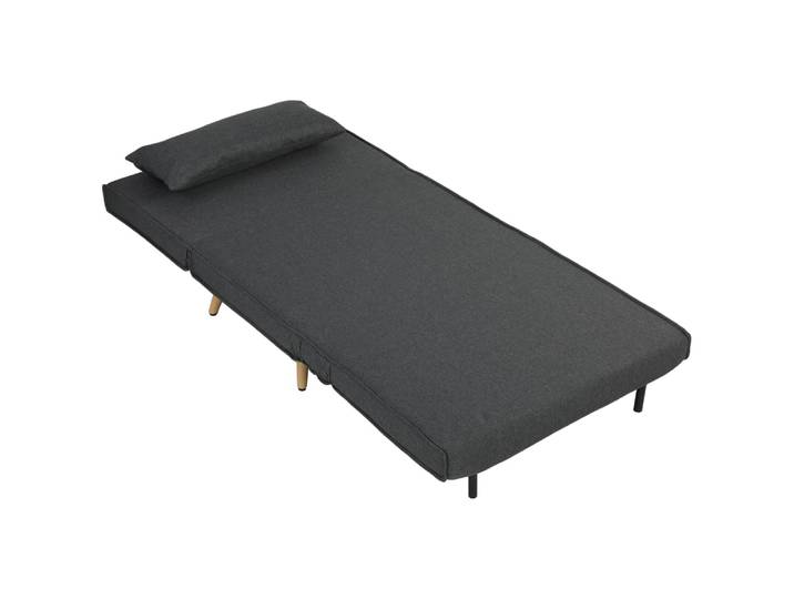 Fauteuil lit 3 en 1 pliable dossier réglable tissu gris