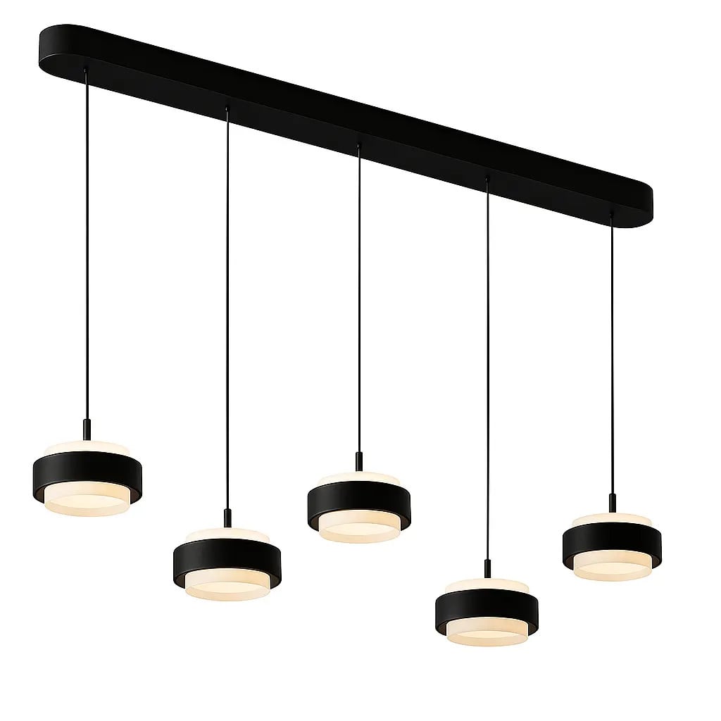 Freelight Hanglamp Puleggia 5 lichts zwart L 120 cm comfortlift