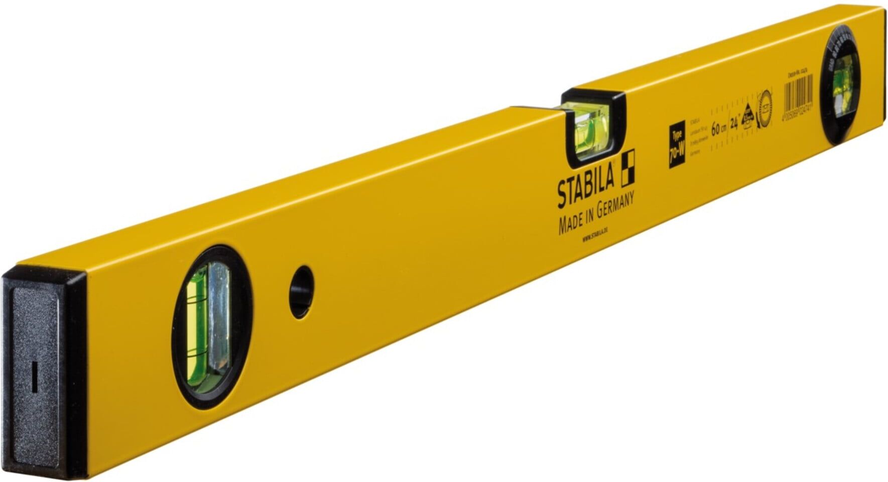STABILA Wasserwaage Type 70 W 60 cm mit drehbarer Winkel-Libelle (02474)