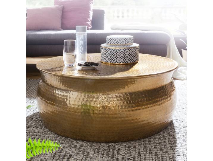 Couchtisch KARAM 75x31x75 cm Aluminium Gold Beistelltisch