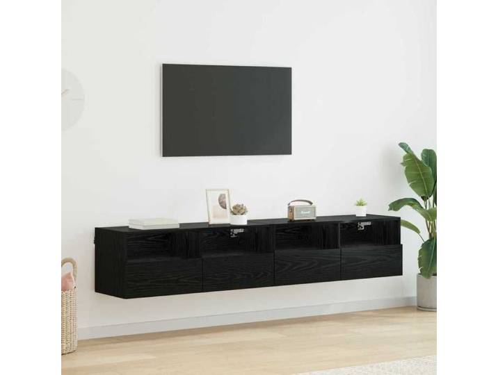 Lot de 2 Meubles TV muraux Chêne Noir Bois d'Ingénierie